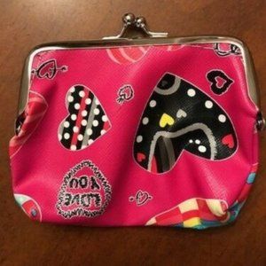 3/$5 Heart Print Kiss Lock Coin Purse